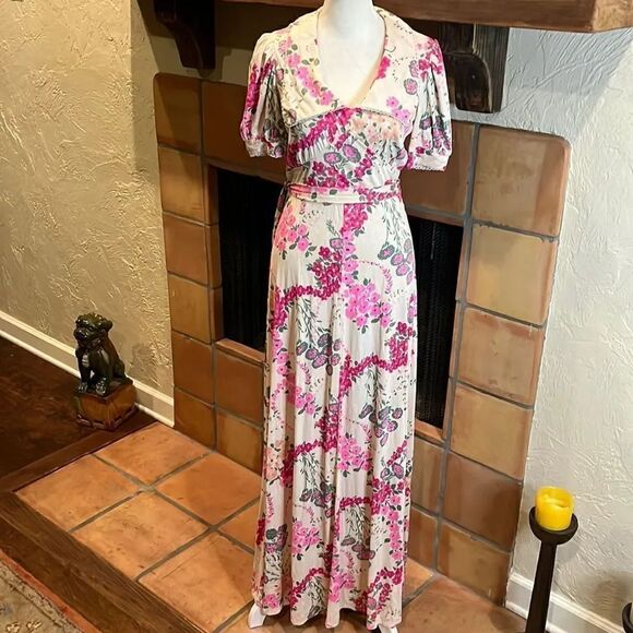 Vintage Union made floral maxi dress, size S! - Picture 1 of 16